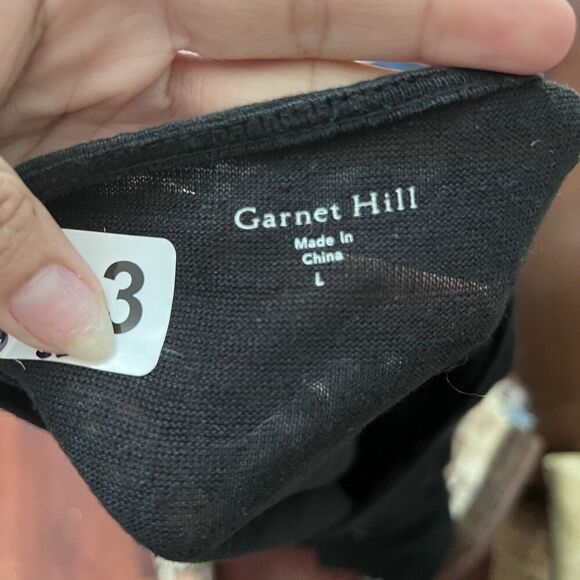 Garnet Hill Organic Linen Black Embroidered Beach Dress Womens Large Lightweight - Picture 5 of 15